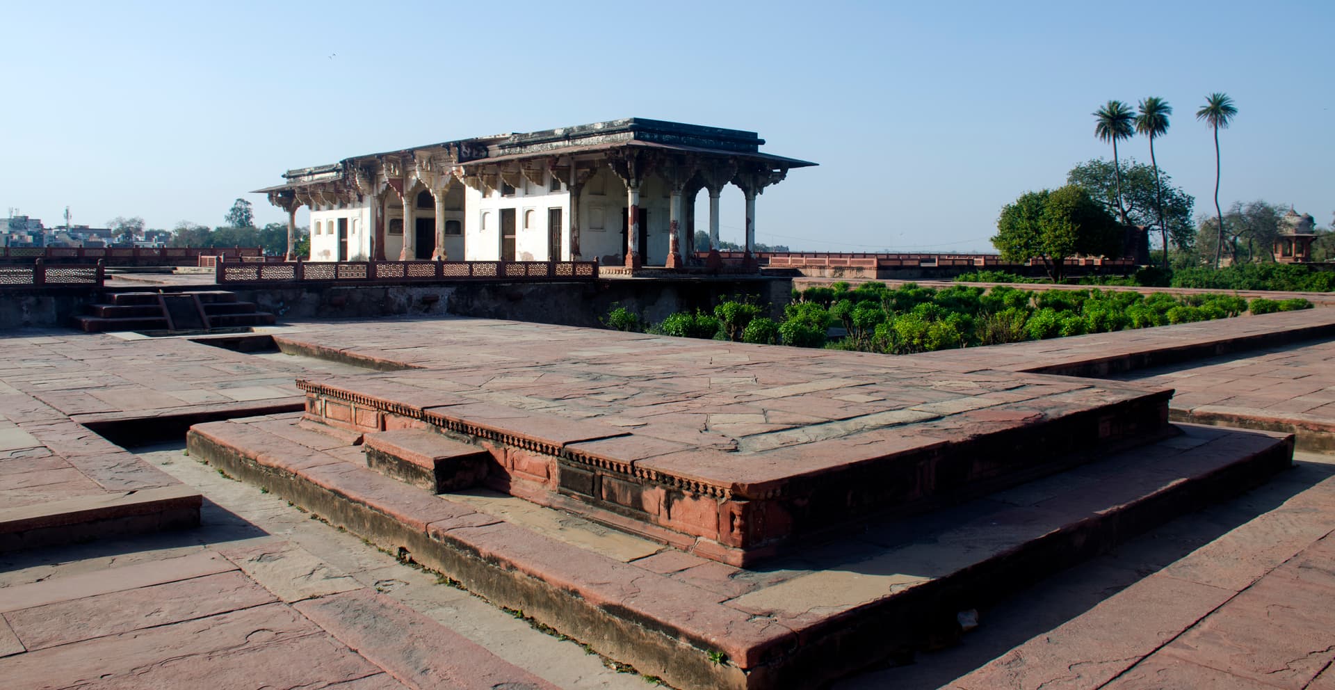 Aram Bagh (Ram Bagh), Agra — water channels and sandstone pavilions of the oldest surviving Mughal garden in India, built by Emperor Babur in 1528.